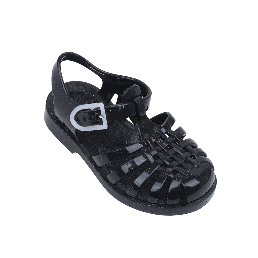 Meduse Kids Sun Sandals (Black Glitter)