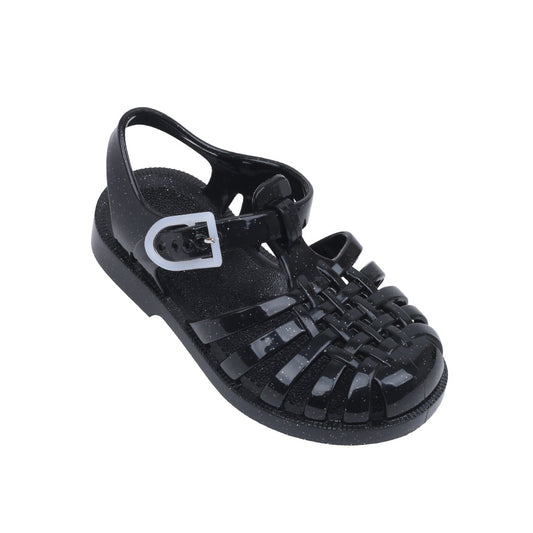 Meduse Kids Sun Sandals (Black Glitter)