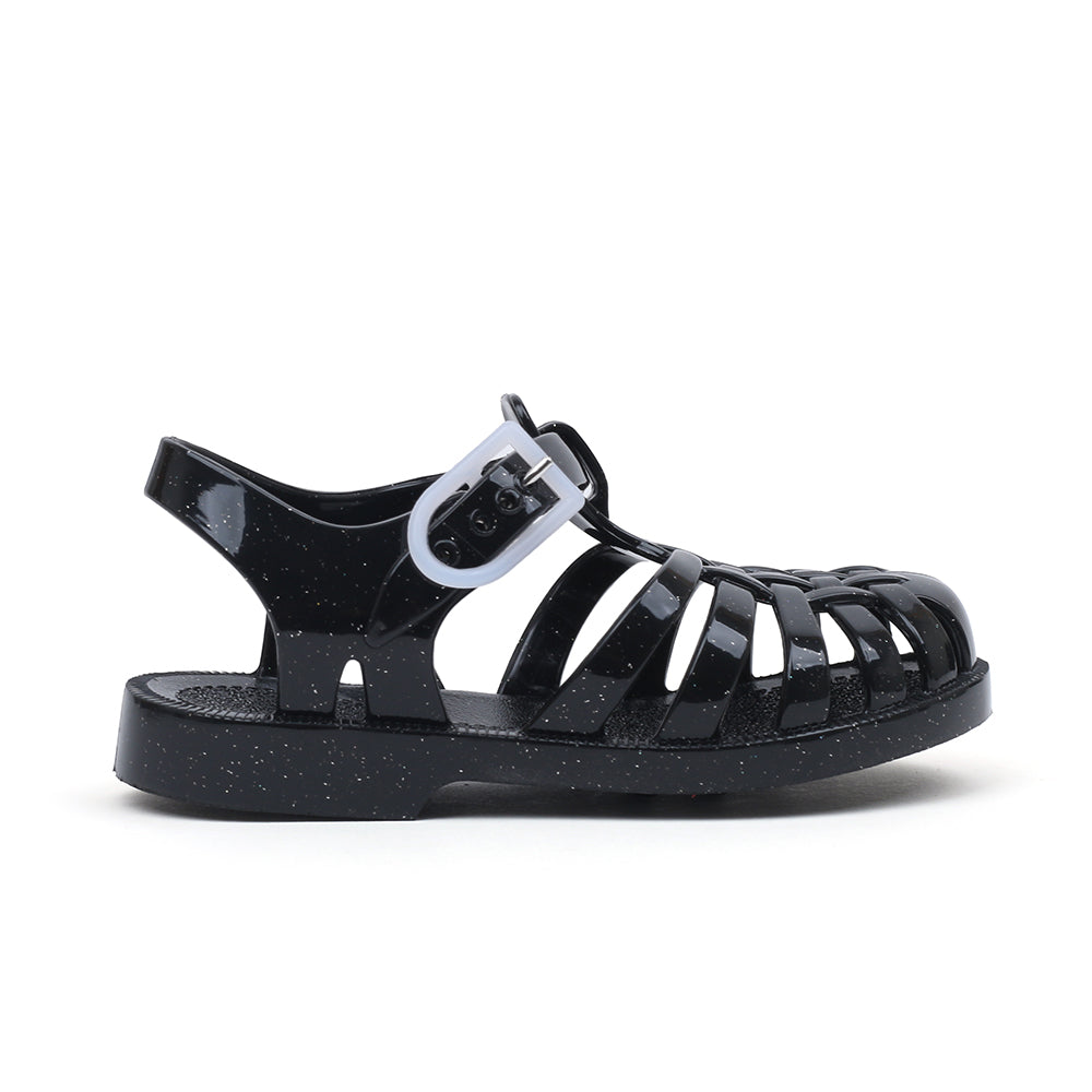 Meduse Kids Sun Sandals (Black Glitter)