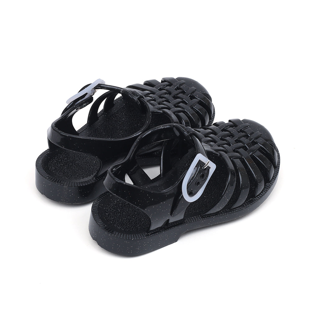 Meduse Kids Sun Sandals (Black Glitter)