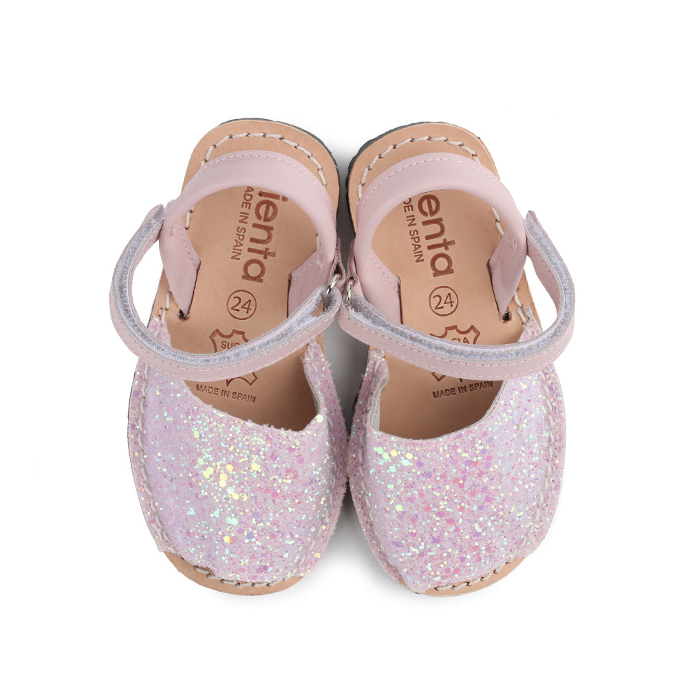 Cienta Kids Menorquina Twinkle Sandals (Pink Glitter)